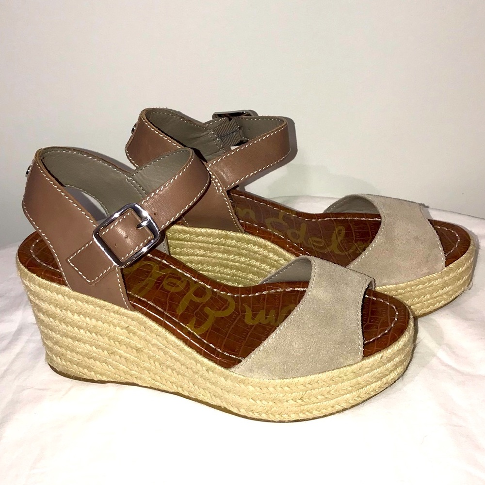 LIKE NEW Sam Edelman | Dimitree Leather Suede Espadrilles Wedge Platform Heels 9